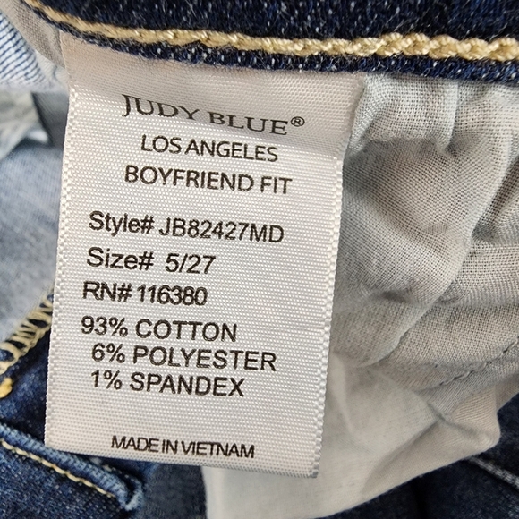Judy Blue Jeans Boyfriend Fit Distressed Factory Fade Medium Blue Size 5/27 - Picture 14 of 15